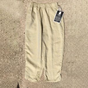 FLAX linen Yellow blue pants NWT